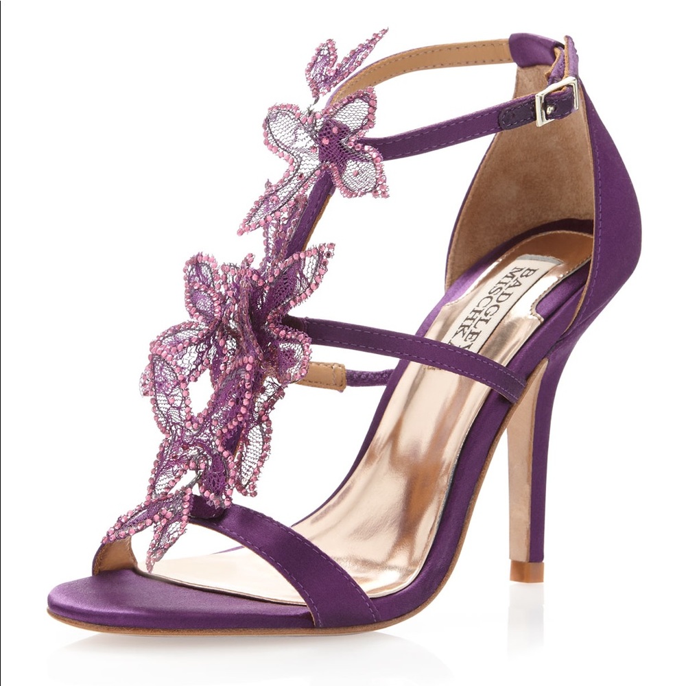 Badgley Mischka Renita mesh flower sandal plum 9